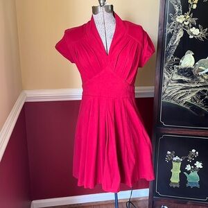 Small eShaki 1950s Fit and Flare Red Knit Dress